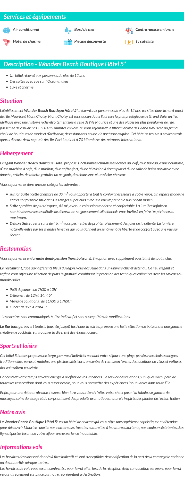 Détails du séjour