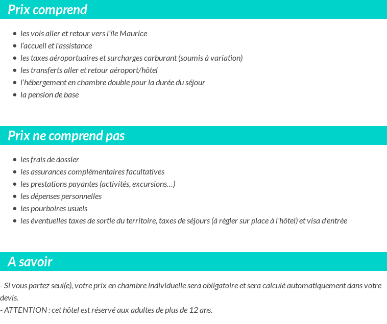 Conditions tarifaires