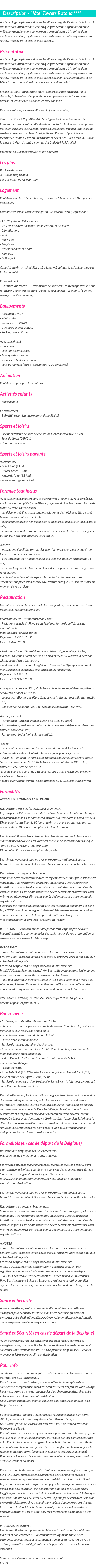 Détails du séjour