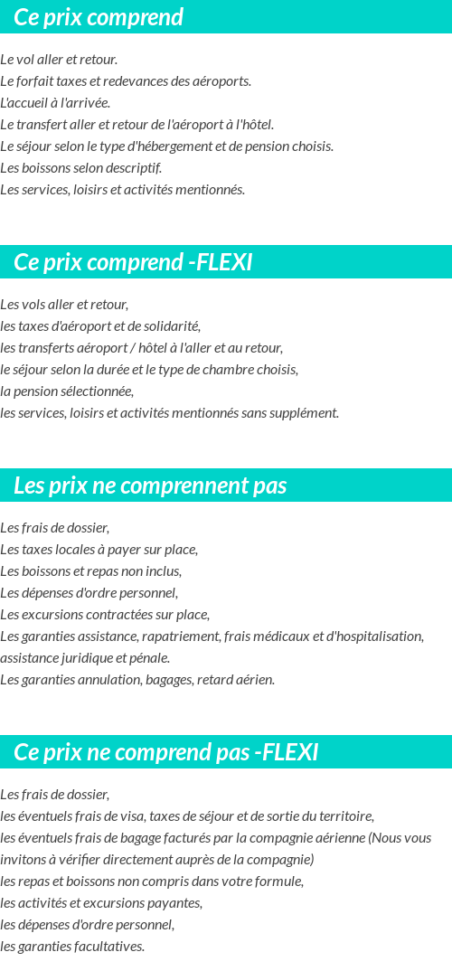 Conditions tarifaires