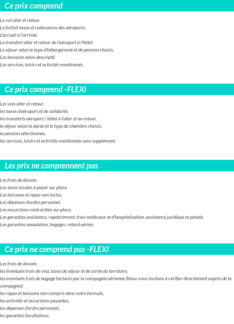 Conditions tarifaires