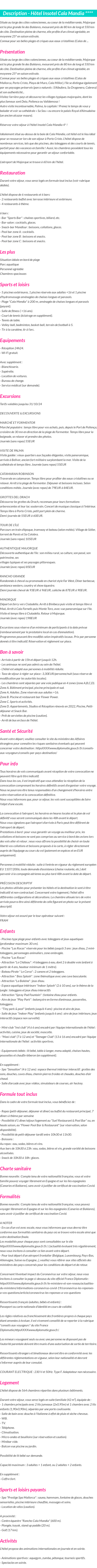 Détails du séjour