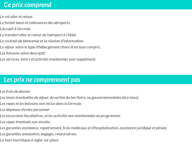 Conditions tarifaires