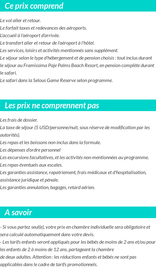 Conditions tarifaires