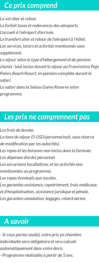 Conditions tarifaires