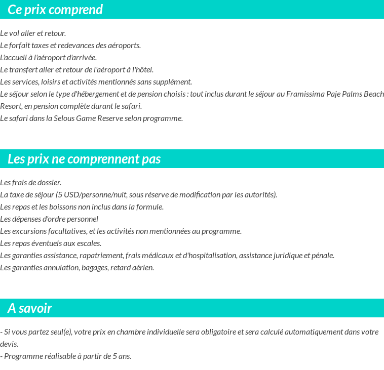 Conditions tarifaires