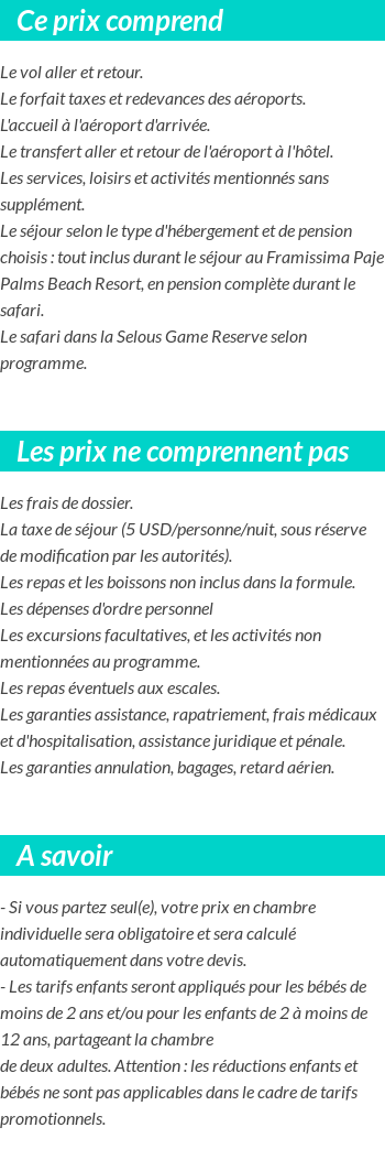 Conditions tarifaires