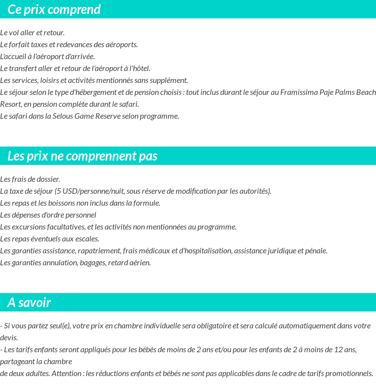 Conditions tarifaires