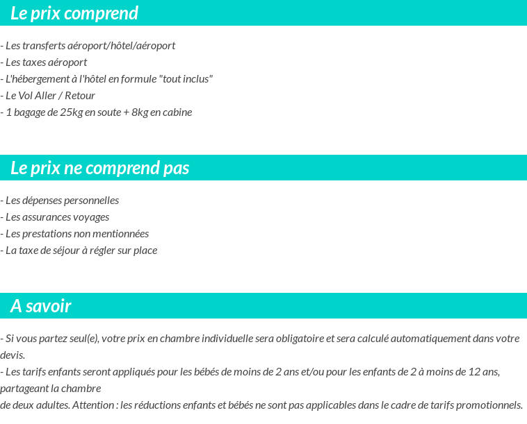 Conditions tarifaires