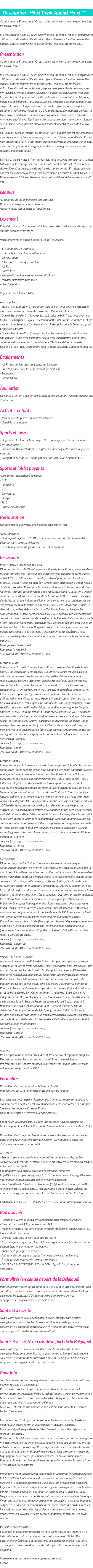 Détails du séjour
