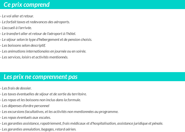 Conditions tarifaires