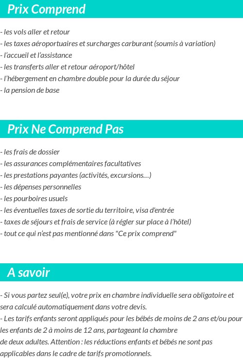 Conditions tarifaires