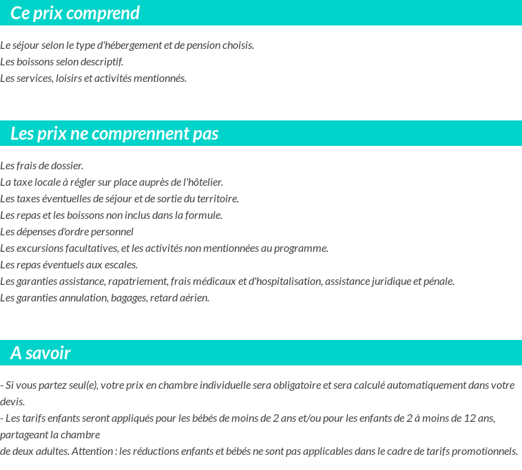 Conditions tarifaires