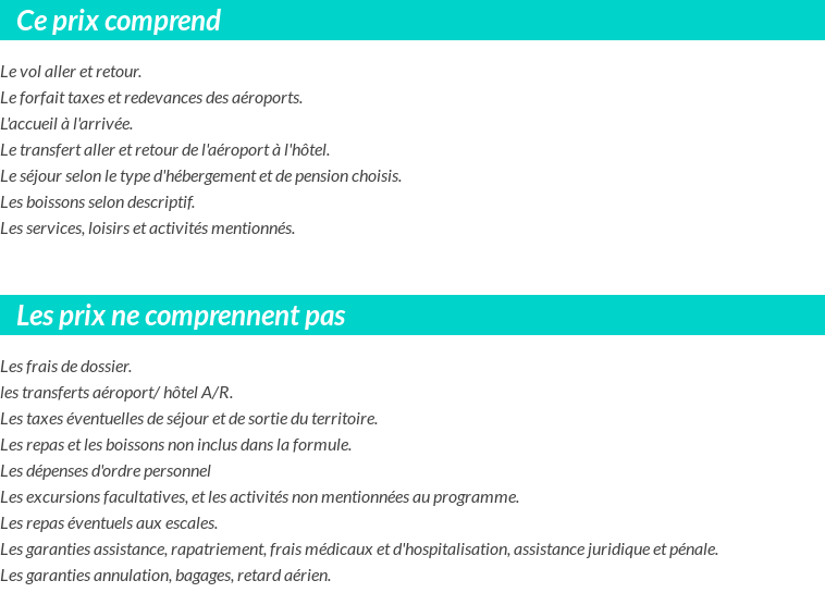 Conditions tarifaires