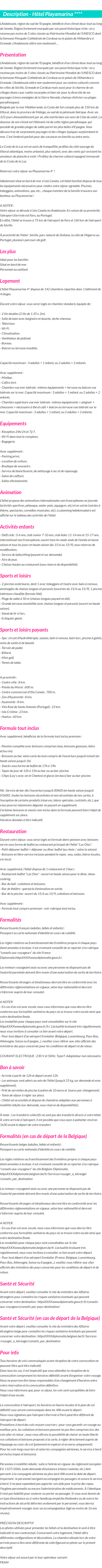 Détails du séjour