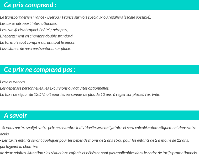 Conditions tarifaires