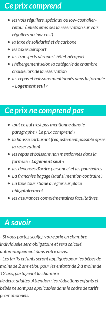 Conditions tarifaires