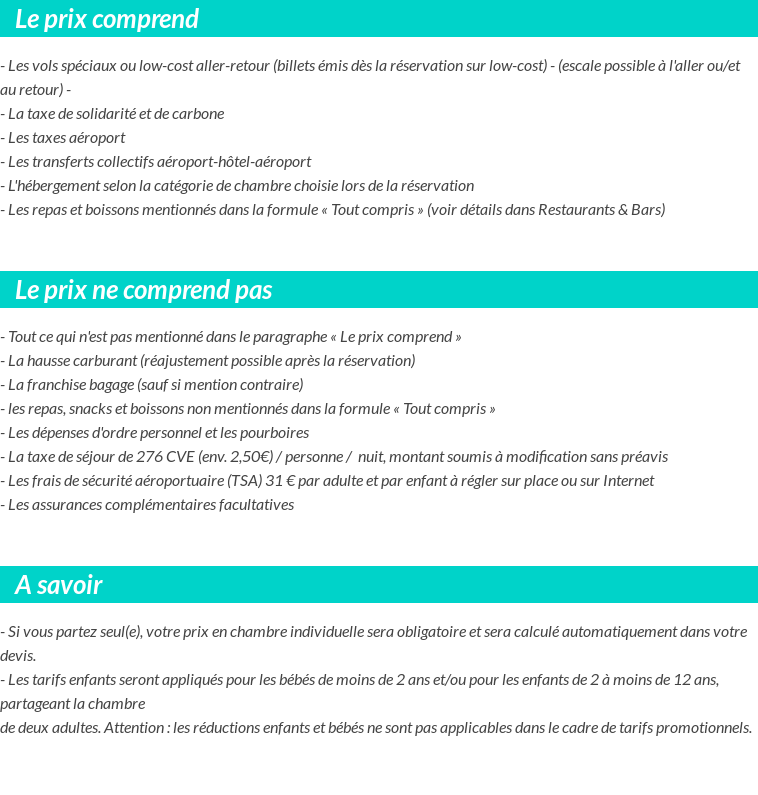 Conditions tarifaires