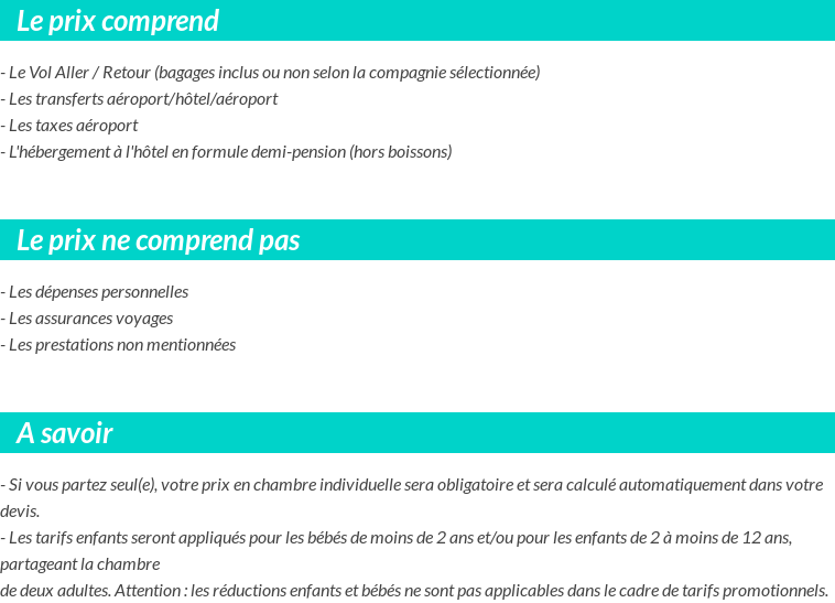Conditions tarifaires