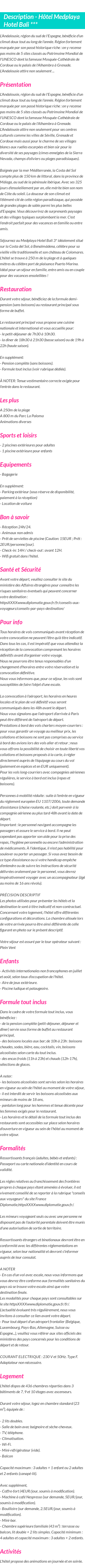 Détails du séjour