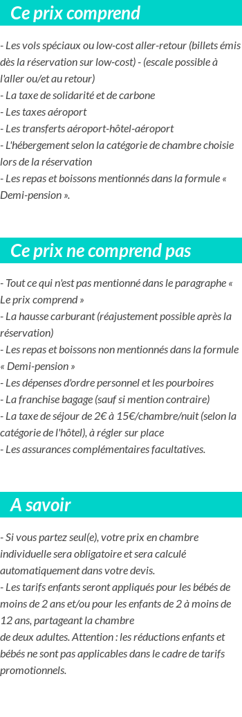 Conditions tarifaires