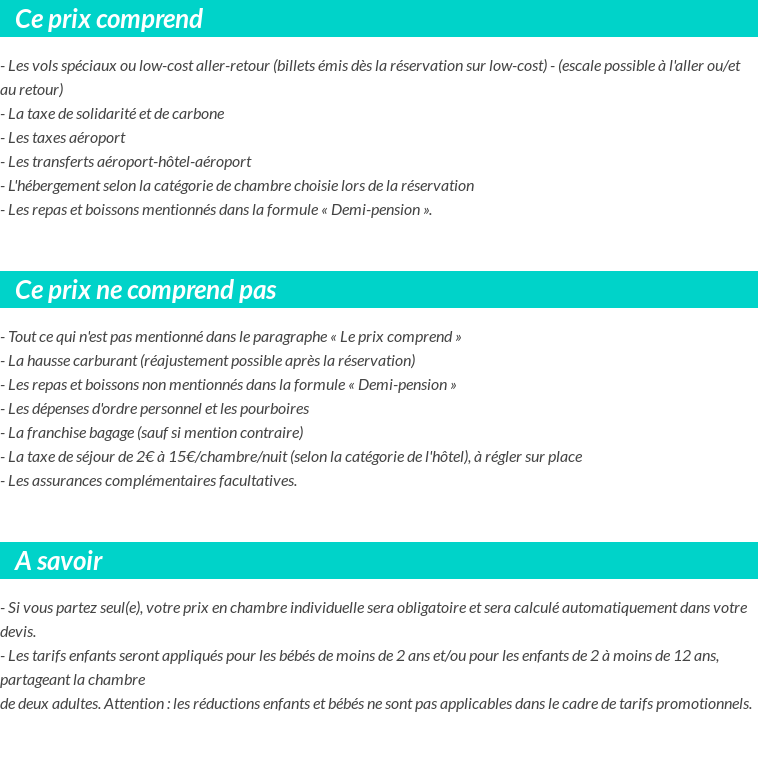 Conditions tarifaires
