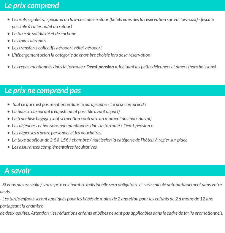 Conditions tarifaires