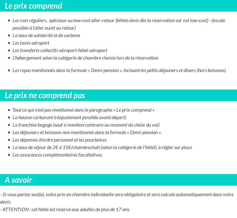 Conditions tarifaires