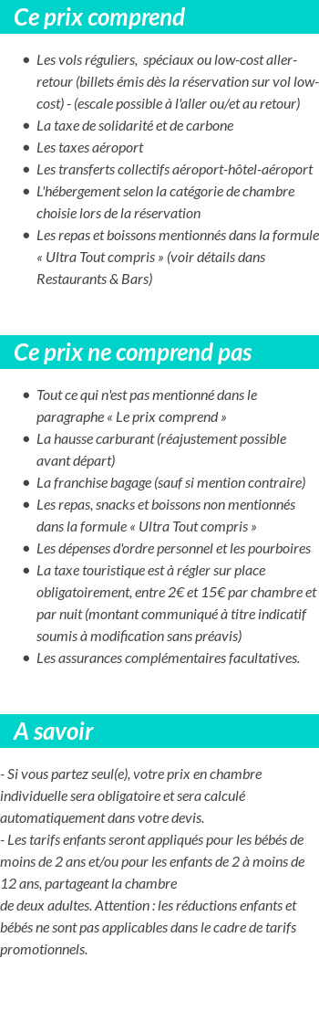 Conditions tarifaires