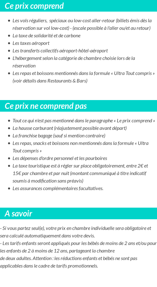 Conditions tarifaires