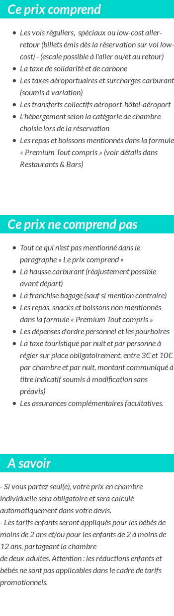 Conditions tarifaires