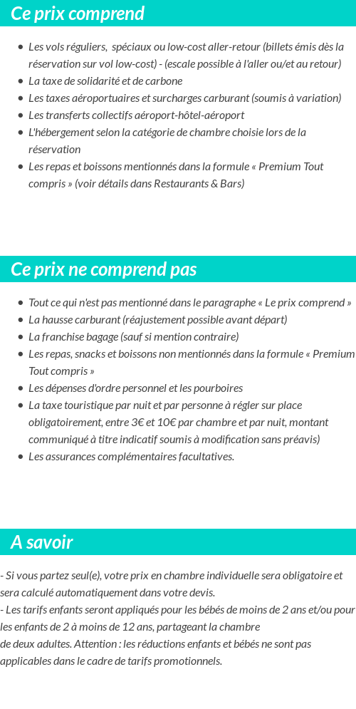 Conditions tarifaires