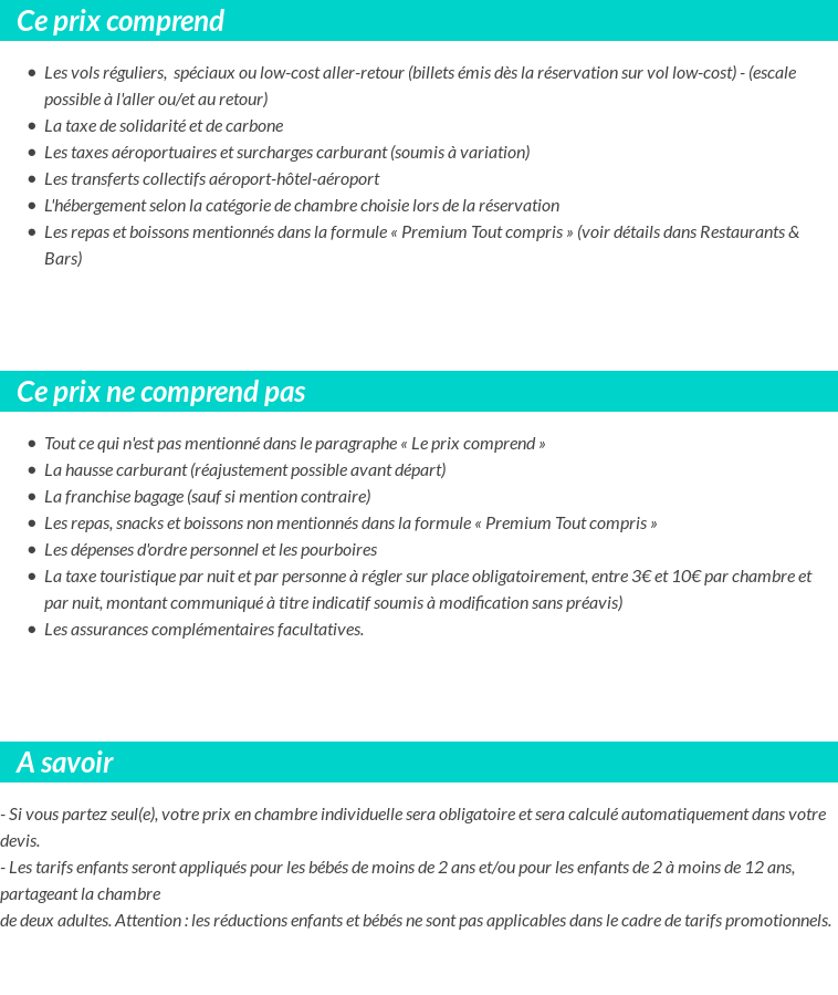 Conditions tarifaires