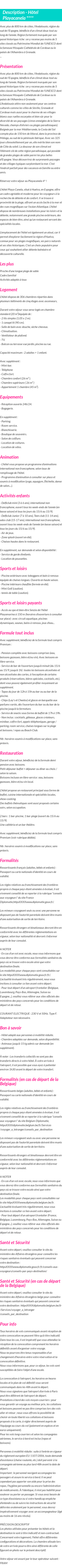 Détails du séjour