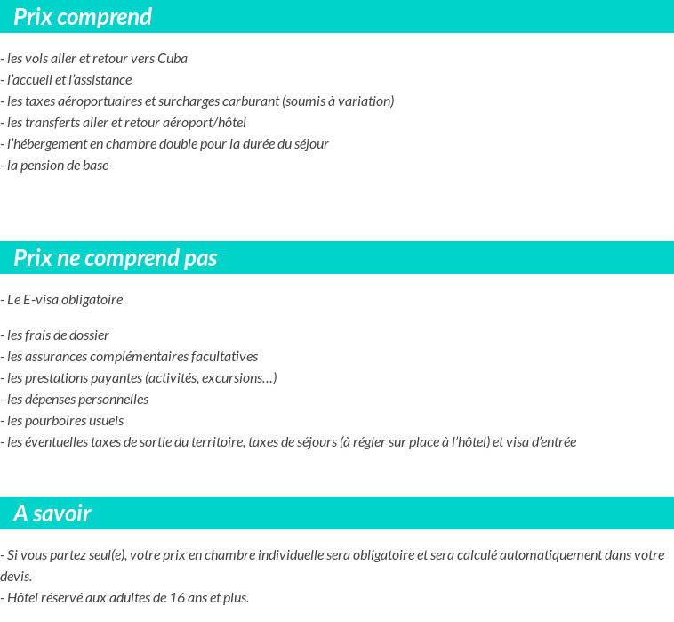 Conditions tarifaires