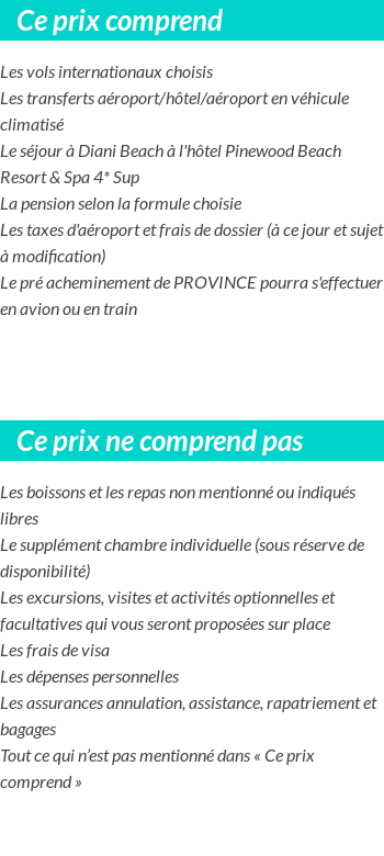 Conditions tarifaires