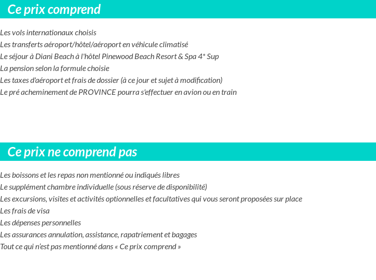 Conditions tarifaires