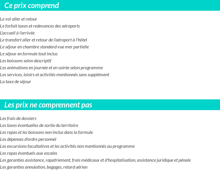 Conditions tarifaires