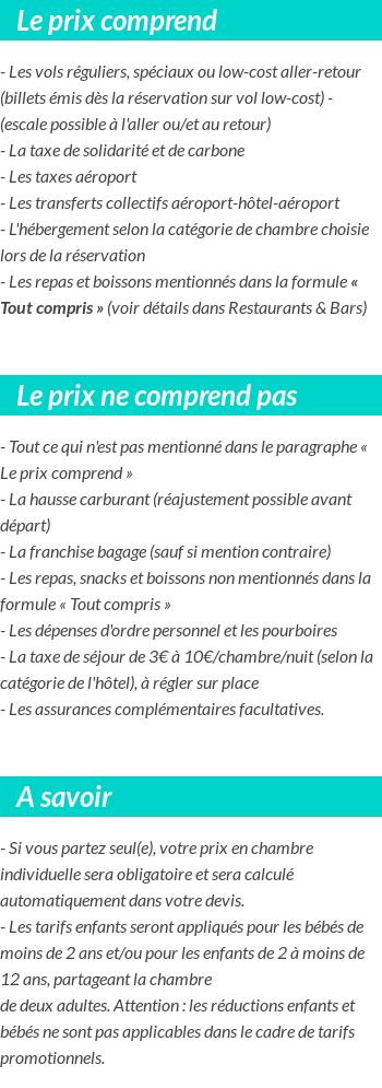 Conditions tarifaires