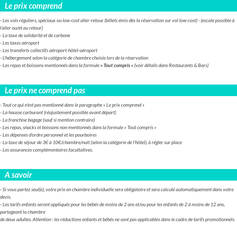 Conditions tarifaires