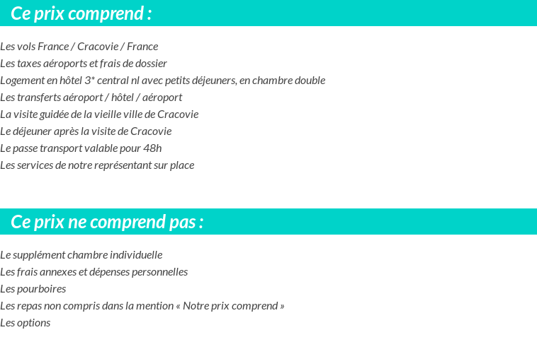 Conditions tarifaires