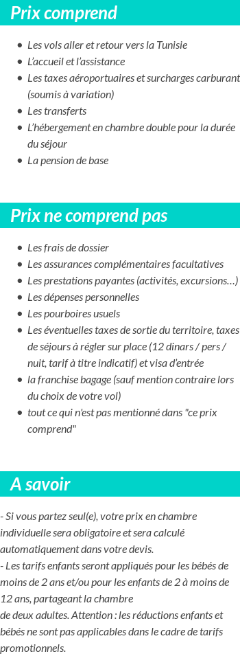 Conditions tarifaires