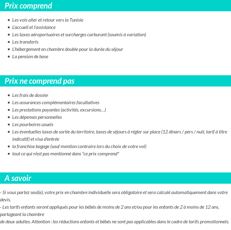 Conditions tarifaires