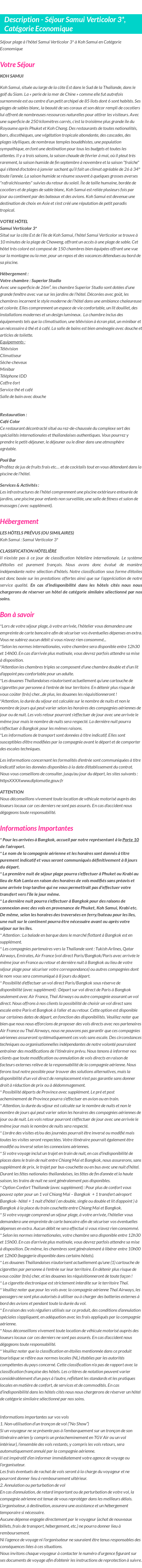 Détails du séjour