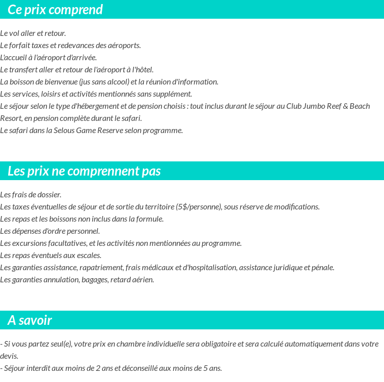 Conditions tarifaires
