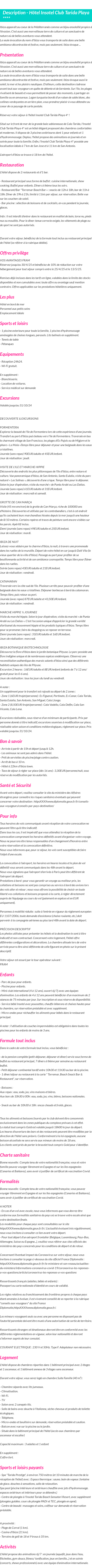 Détails du séjour