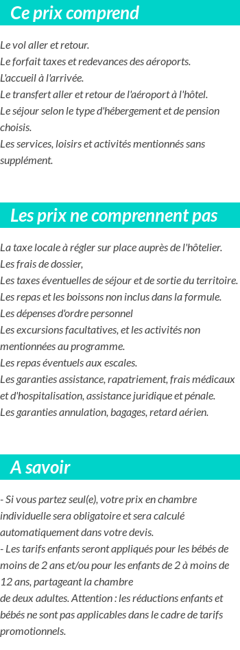 Conditions tarifaires