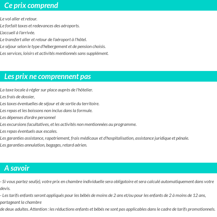 Conditions tarifaires