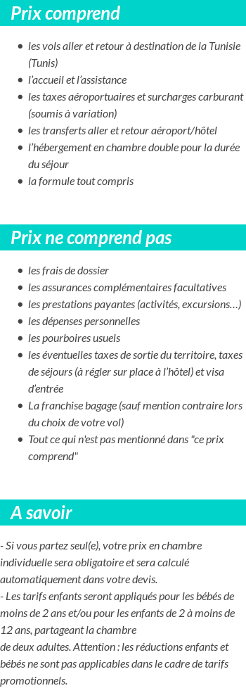 Conditions tarifaires