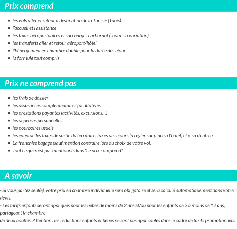 Conditions tarifaires